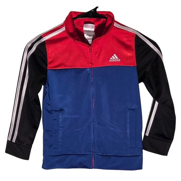 Adidas Red/Blue/Black Zip Up Jacket - Boys Size 6 - Picture 1 of 6